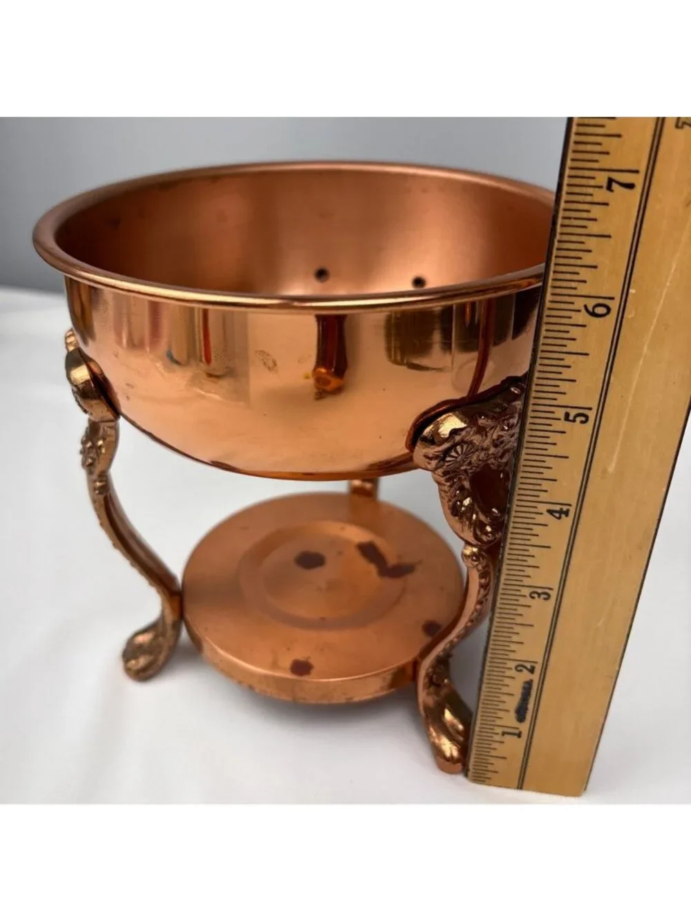 Princess House Copper Brass Coffee/Tea Carafe Lid Ornate Stand Vintage